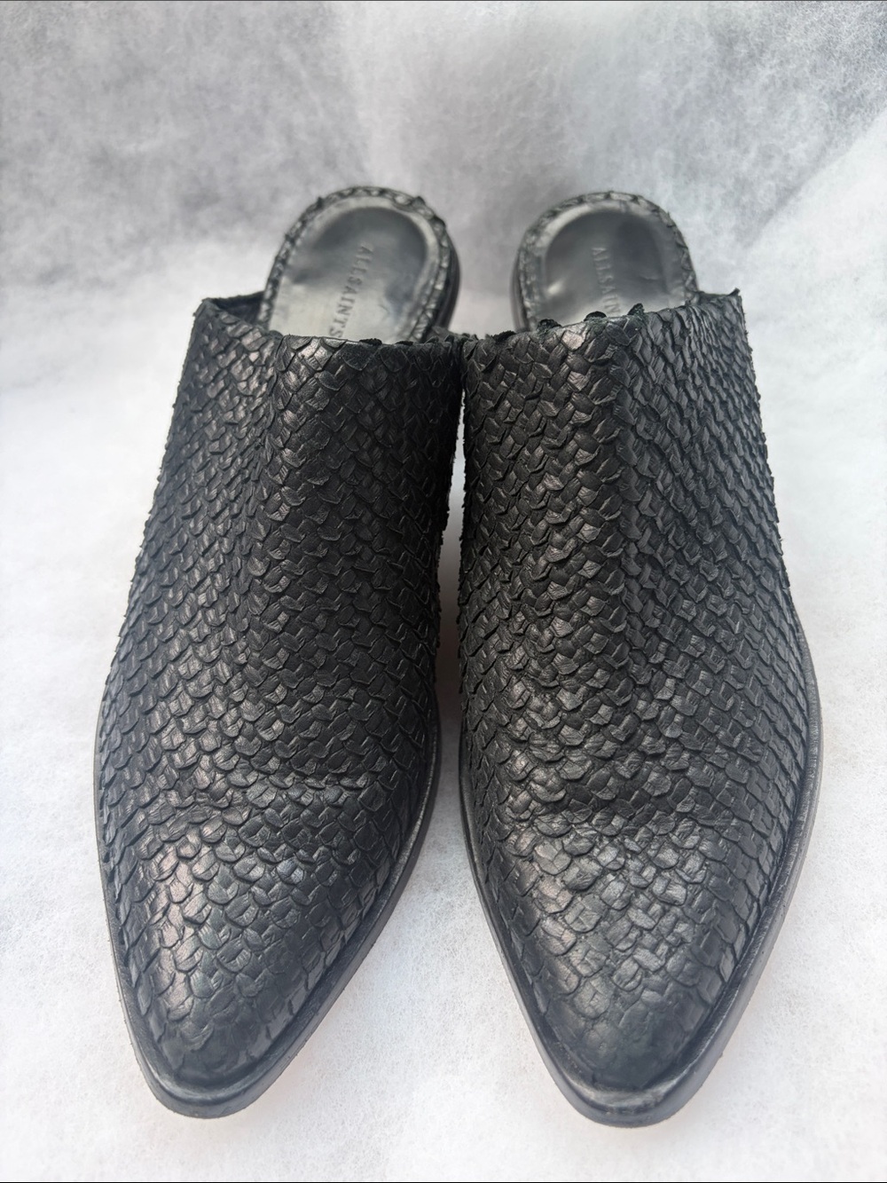 All Saints Black Woven Pointed-Toe Mule